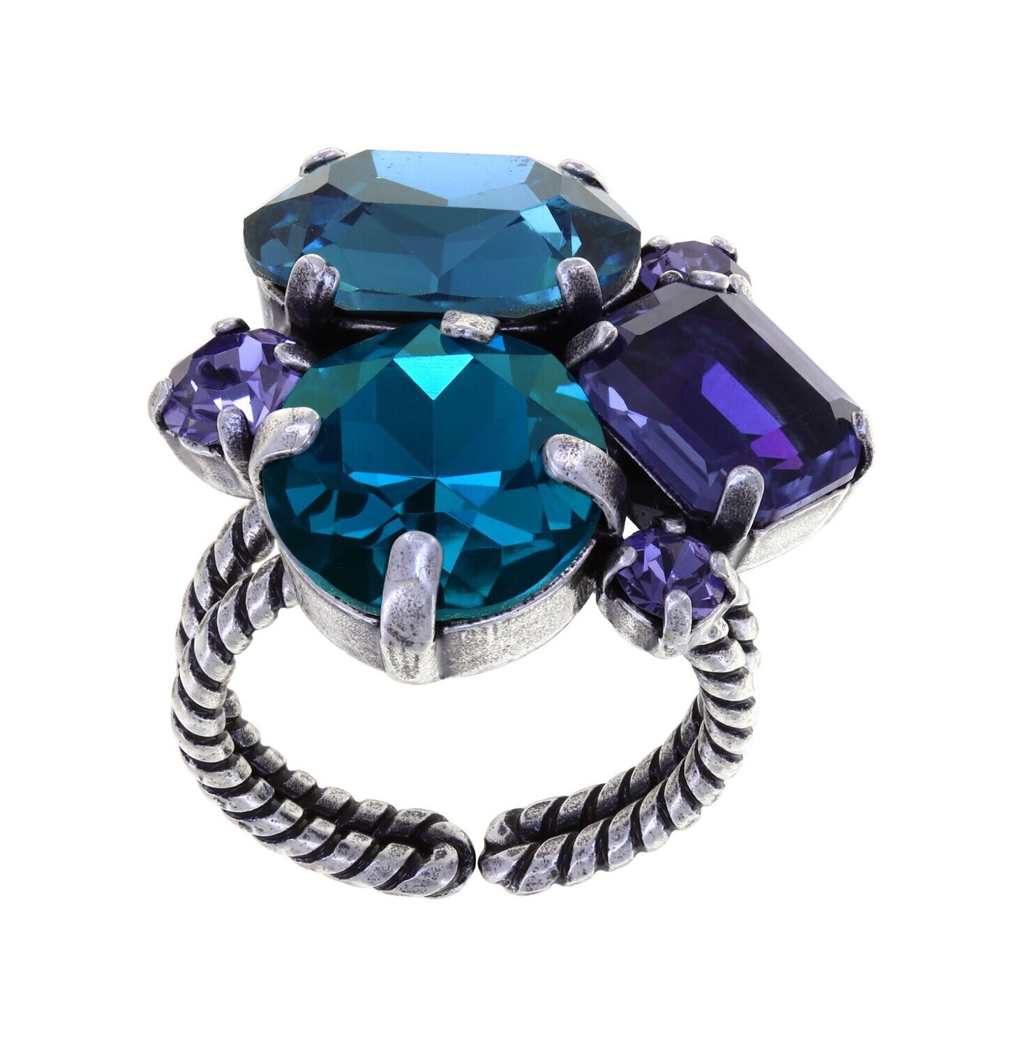 Konplott Ring  "Gems Riot" Blau, Grün, Lila / Water Green