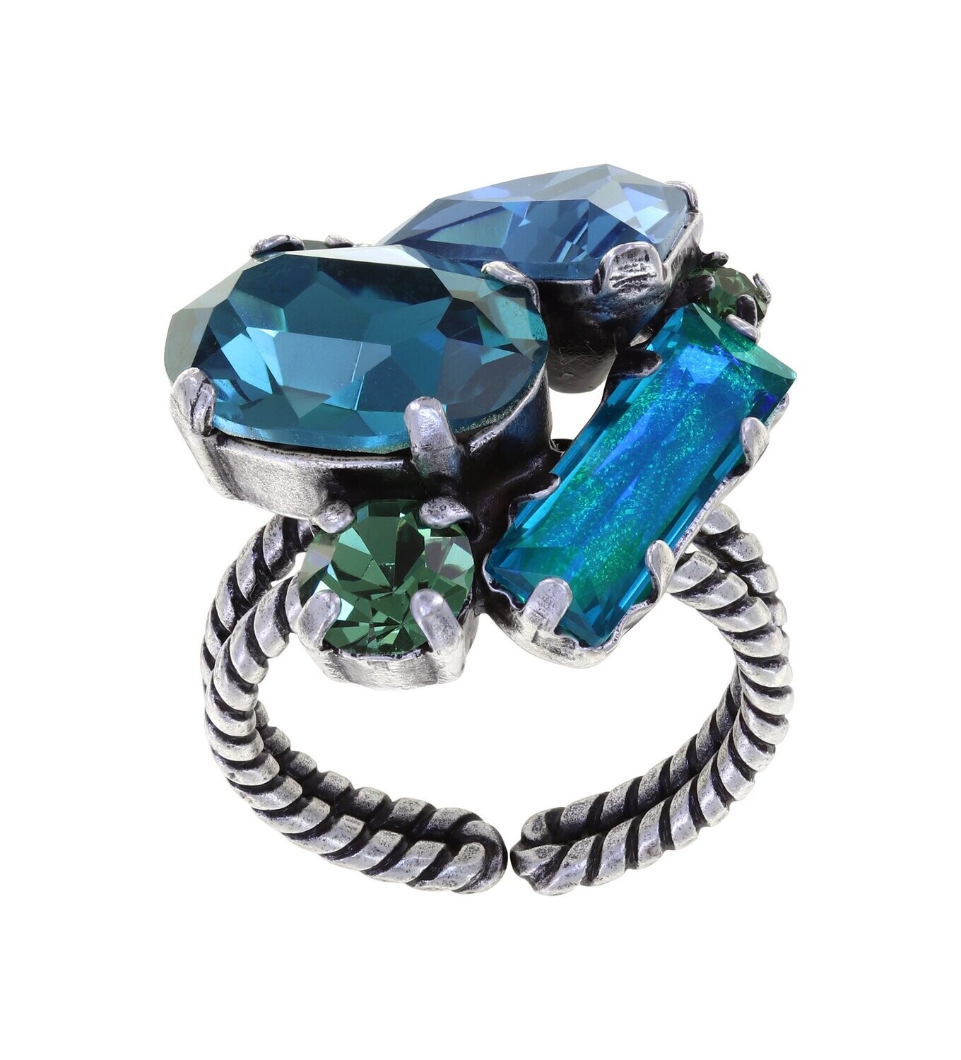 Konplott Ring  "Gems Riot" Blau, Grün, Lila / Water Green