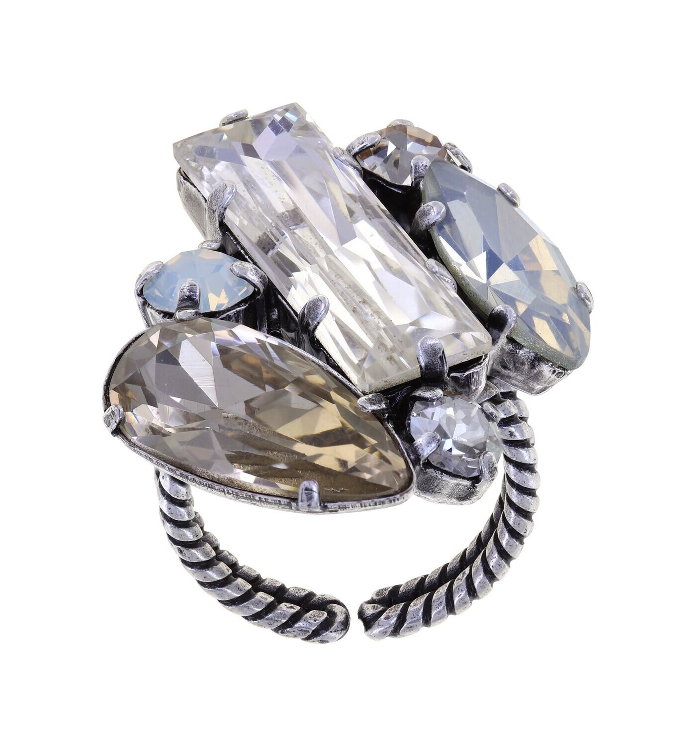 Konplott Ring  "Gems Riot" Weiß, Beige / Moon Crystal