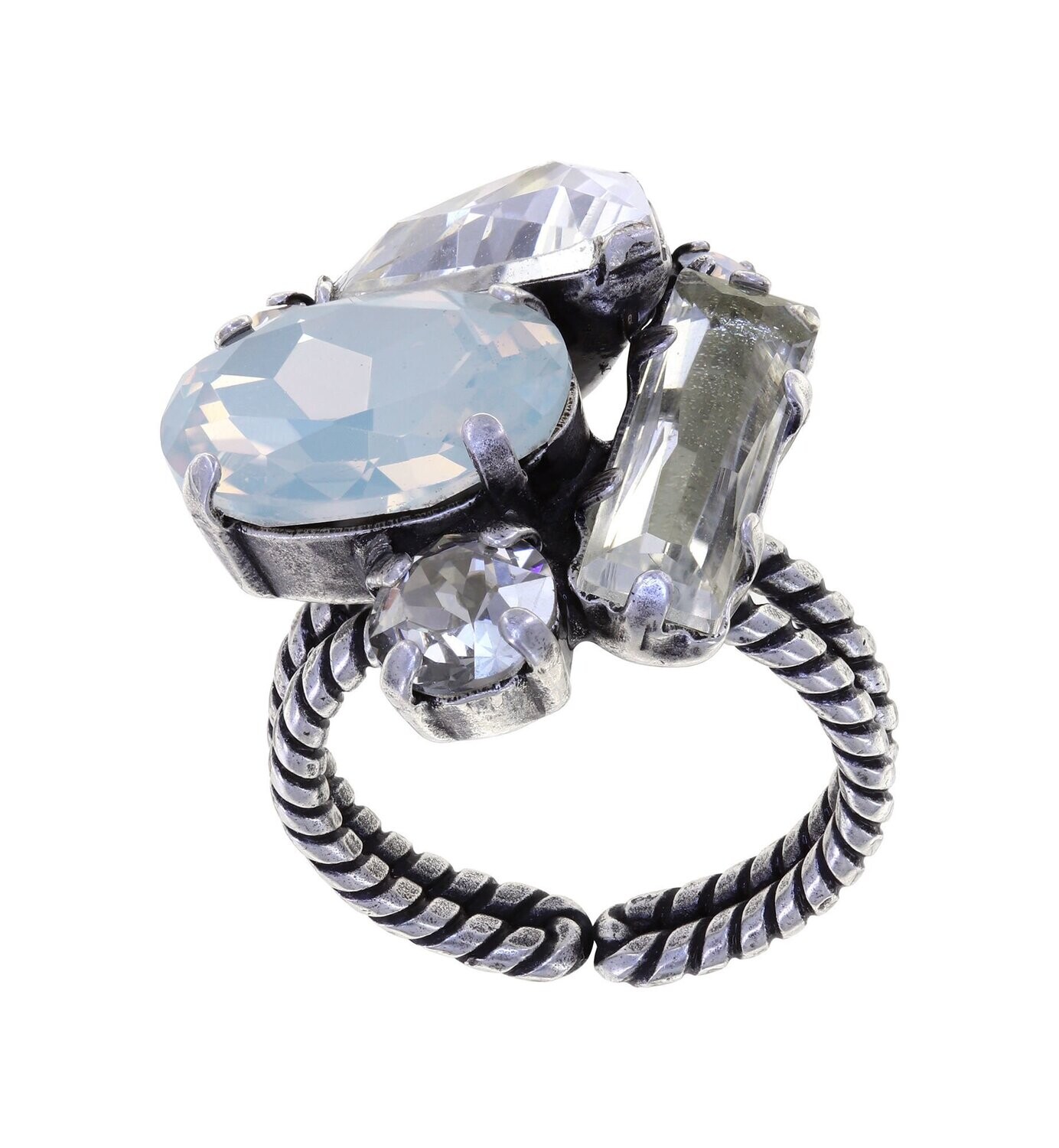 Konplott Ring  "Gems Riot" Weiß, Beige / Moon Crystal