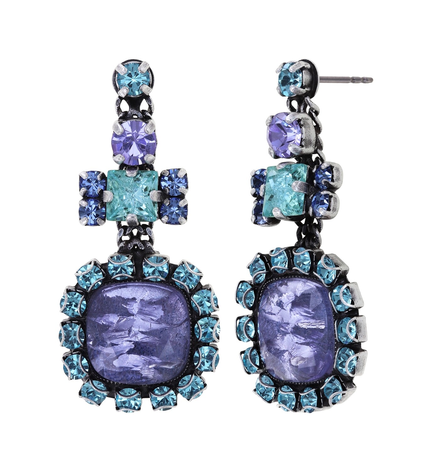 Konplott Ohrstecker baumelnd "Tea with Taylor" blau/ lila