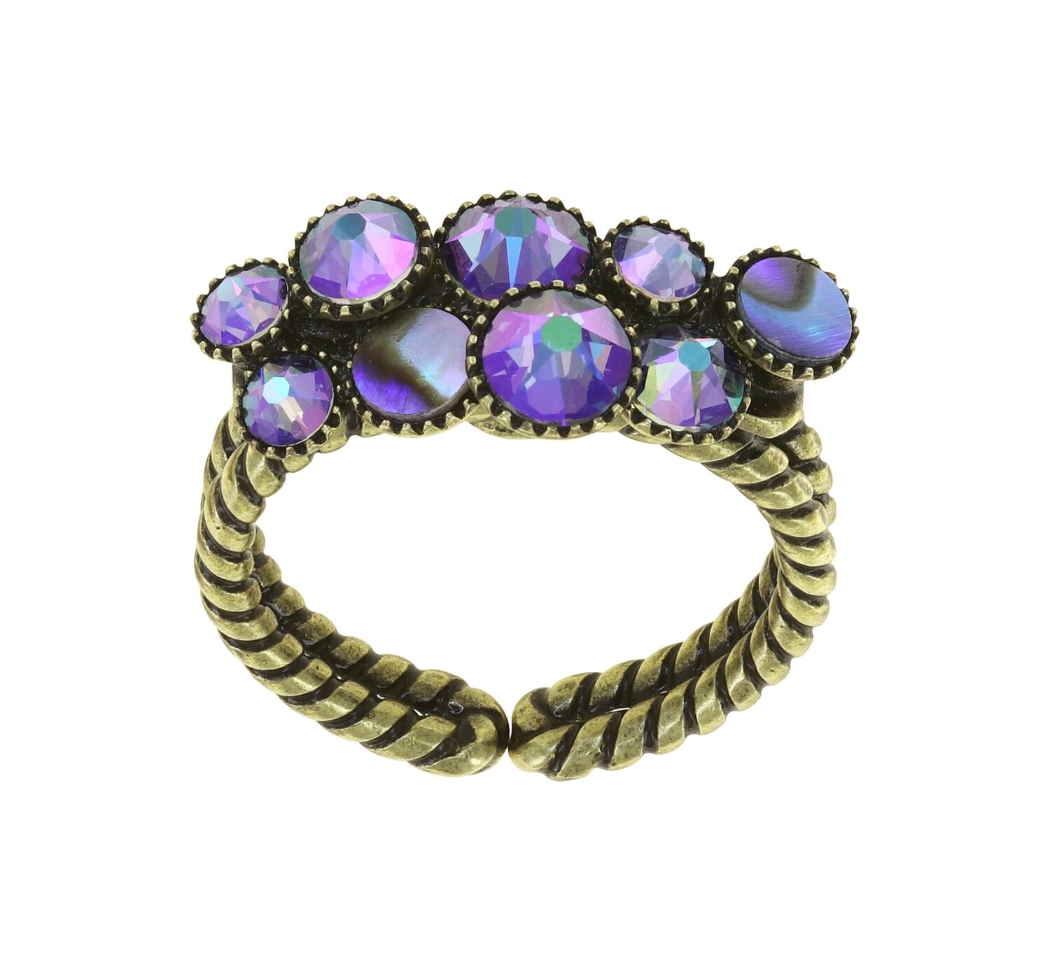 Konplott Ring "Water Cascade" Grün, Lila Muschel