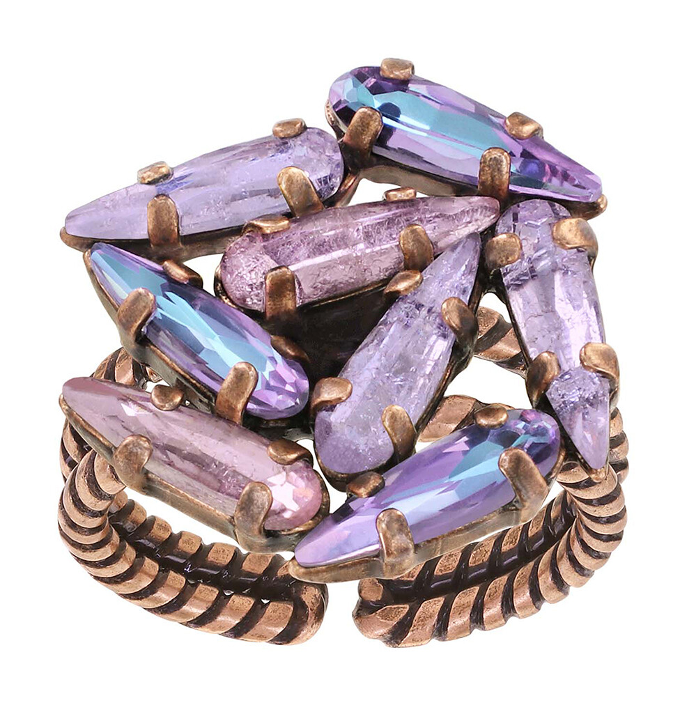 Konplott Ring "Jumping Drops" beige/lila