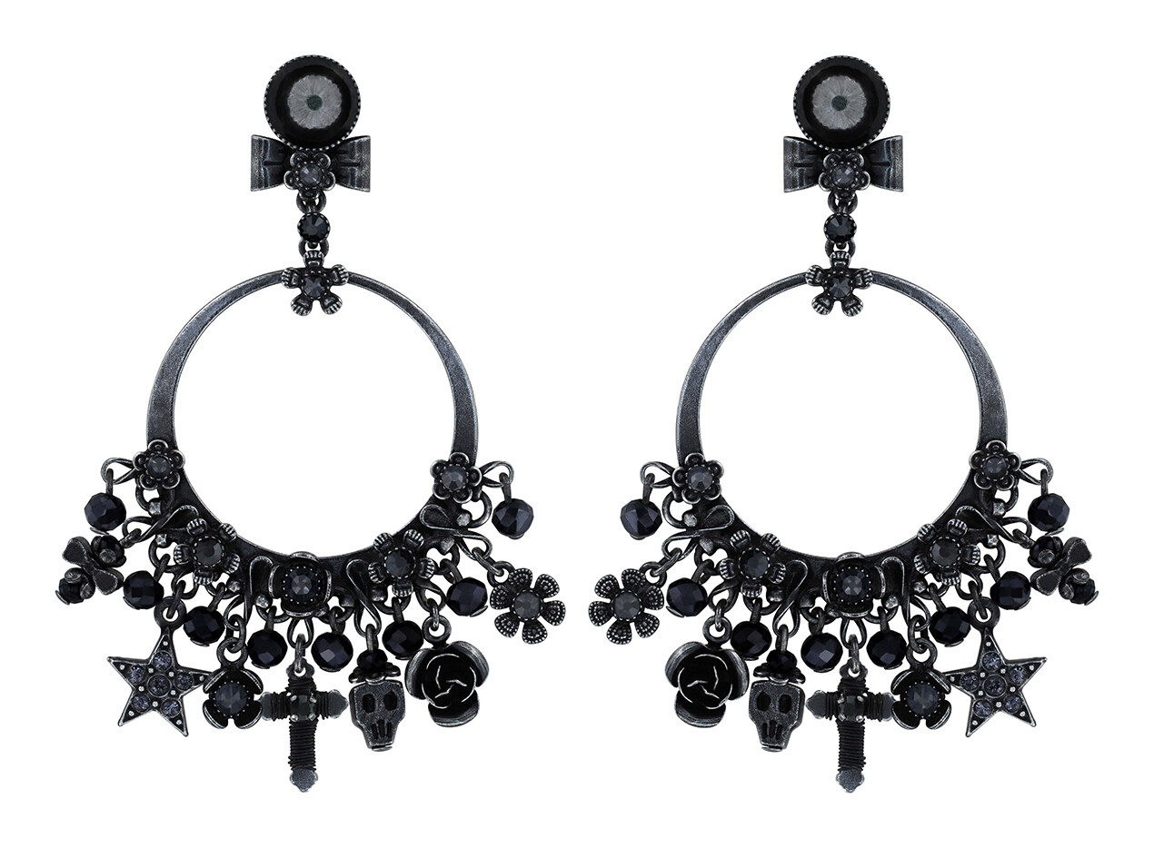 Konplott Ohrstecker baumelnd "Love, Hope and Destiny" black