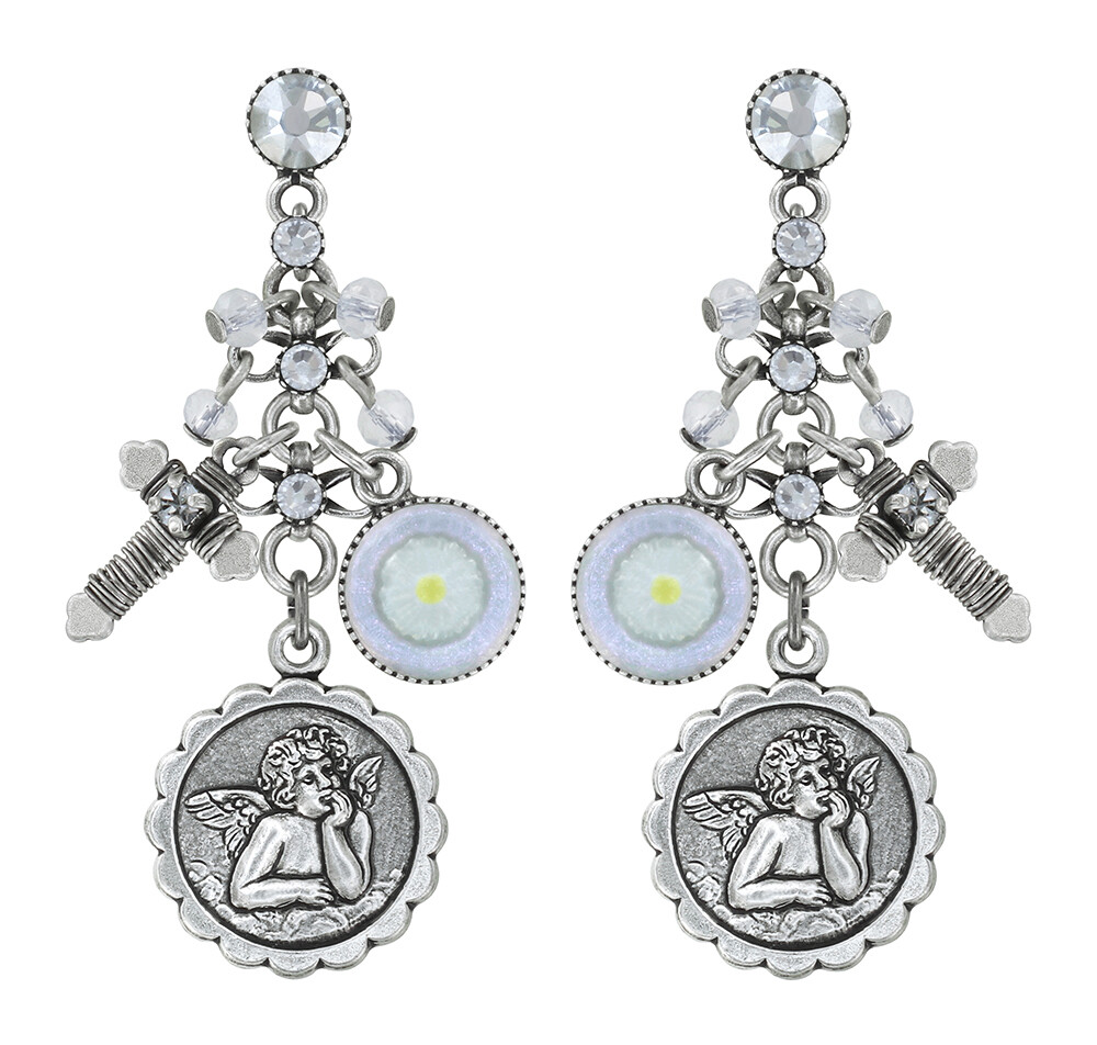 Konplott Ohrstecker baumelnd "Love, Hope and Destiny" white