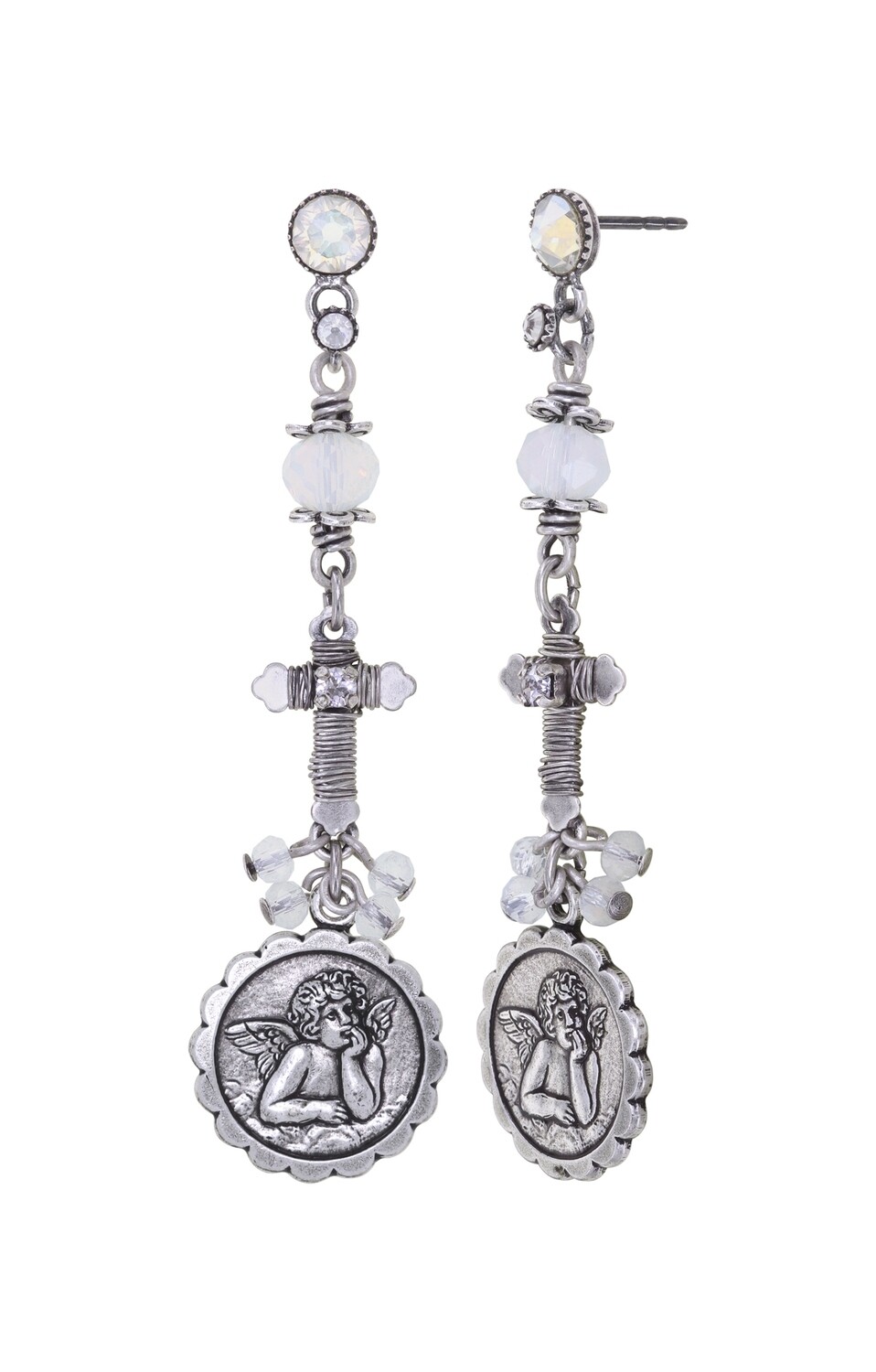 Konplott Ohrstecker baumelnd "Love, Hope and Destiny" white
