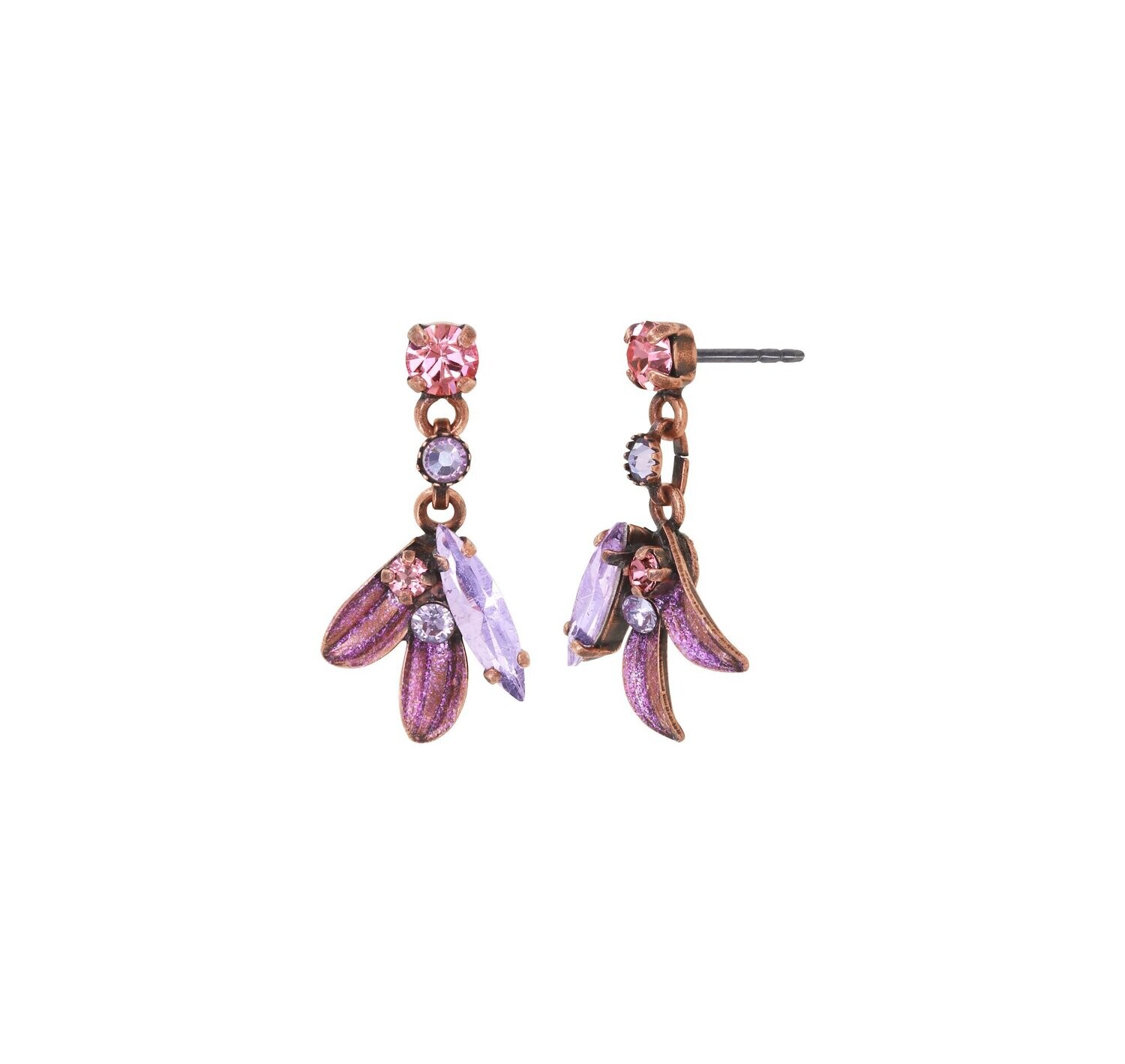 Konplott Ohrstecker baumelnd "Crystal Forest" pink