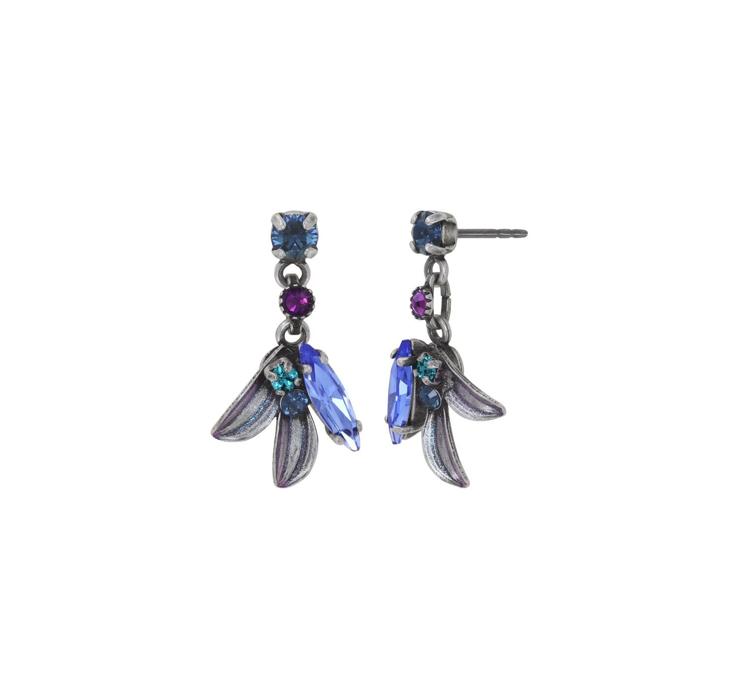 Konplott Ohrstecker baumelnd "Crystal Forest" blue/lila