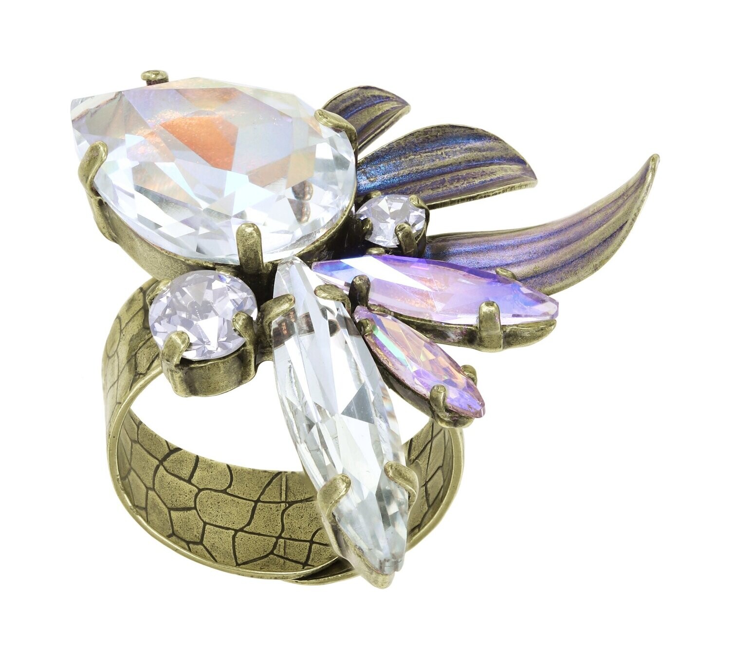 Konplott Sabrina Vintage Ring - Farbiger Entourage-Ring Mit Glas- & Kristallsteinen