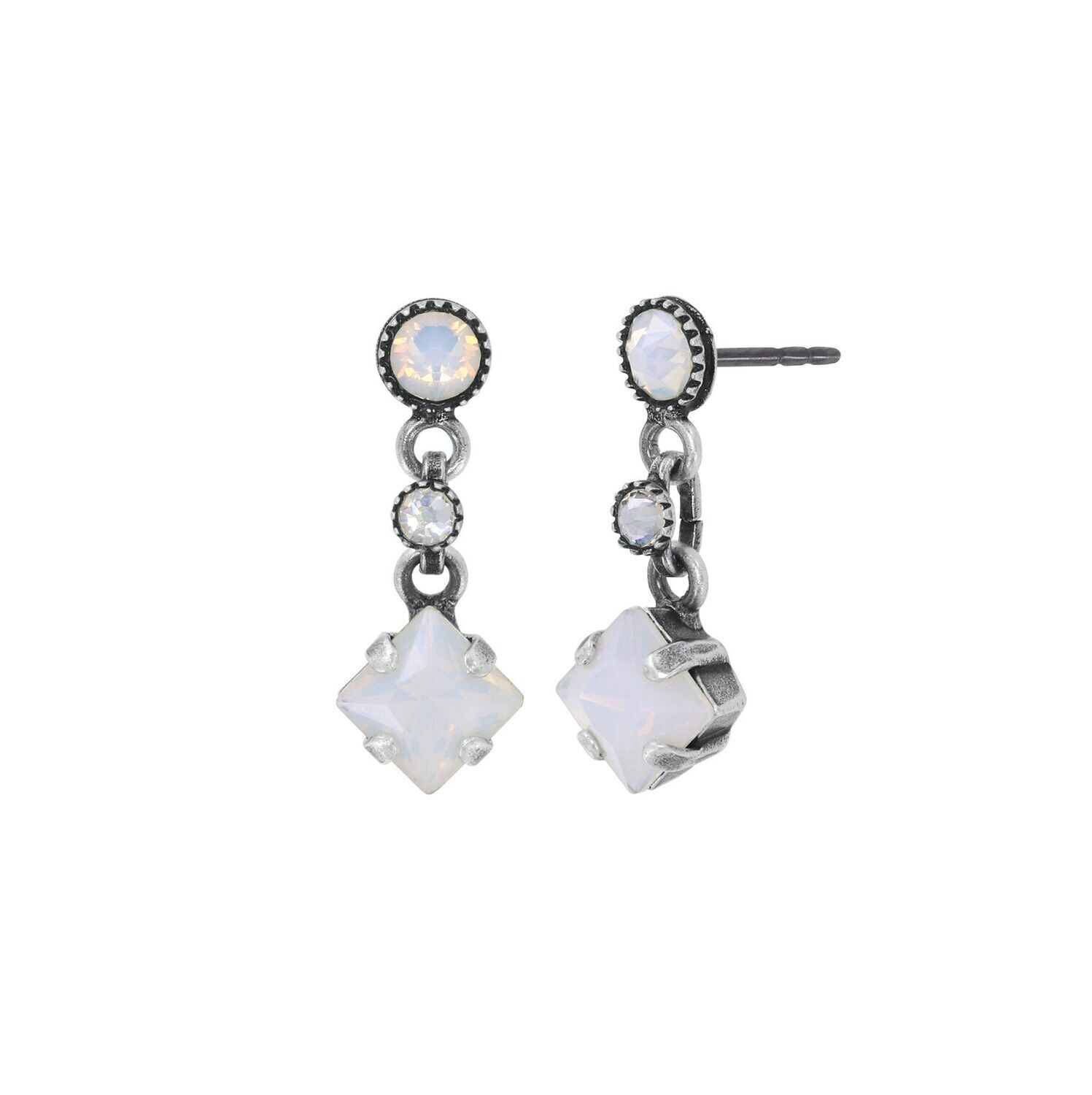 Konplott Ohrstecker baumelnd "Petit Four Carre" white