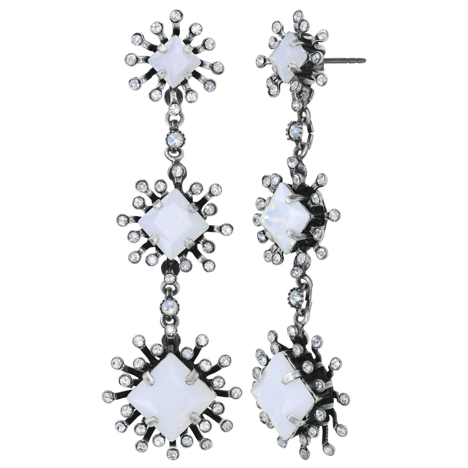 Konplott Ohrstecker baumelnd "Petit Four Carre" white