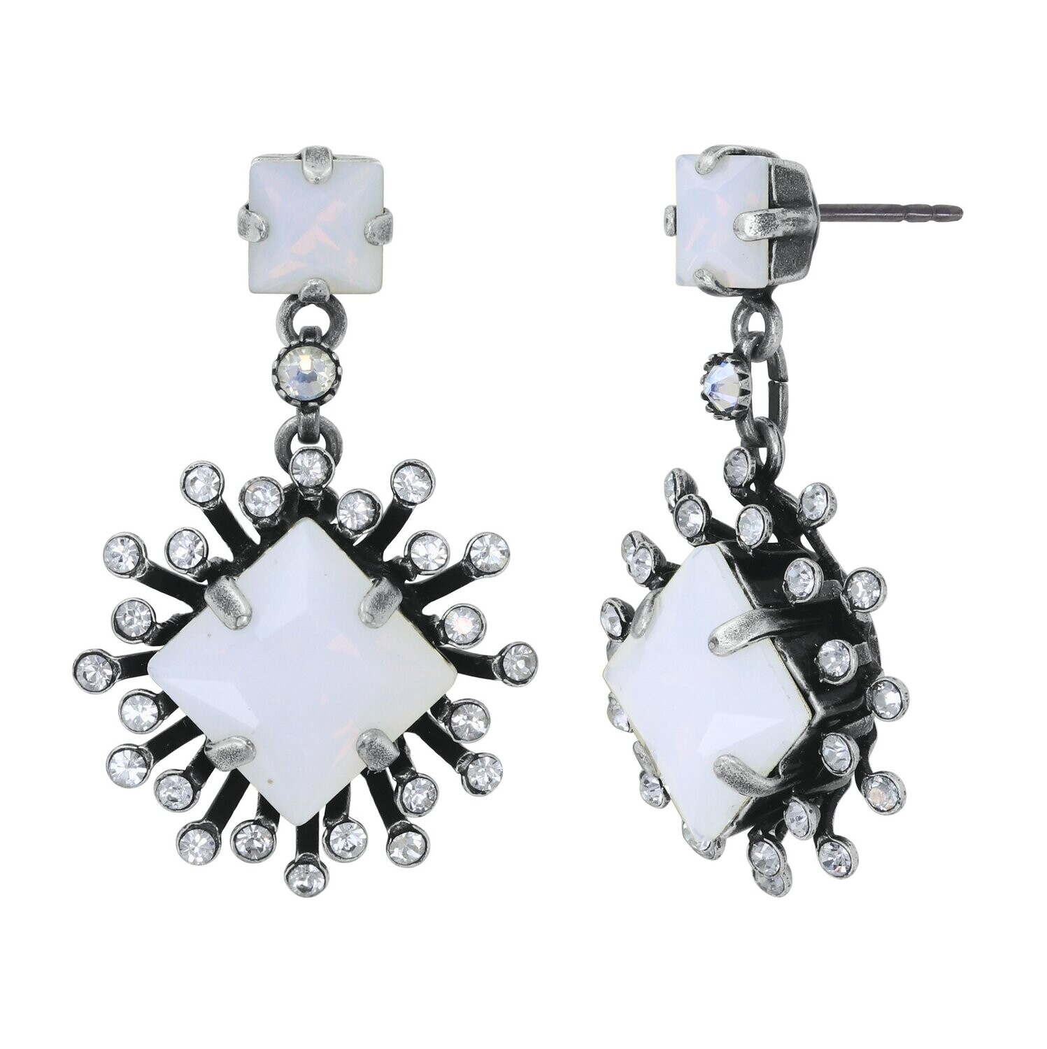 Konplott Ohrstecker baumelnd "Petit Four Carre" white