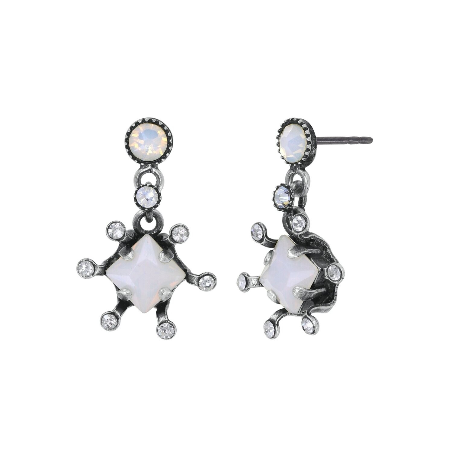 Konplott Ohrstecker baumelnd "Petit Four Carre" white