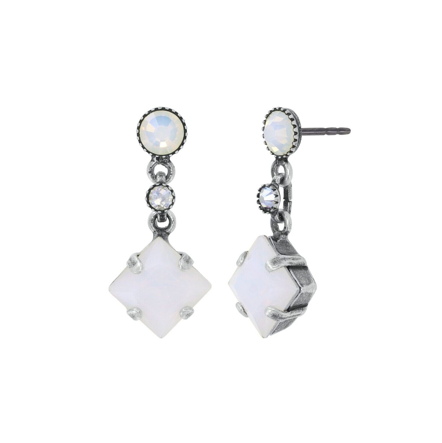 Konplott Ohrstecker baumelnd "Petit Four Carre" white