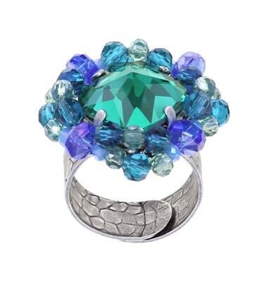 ​Konplott Ring "Bead Snake Jelly" blue/green