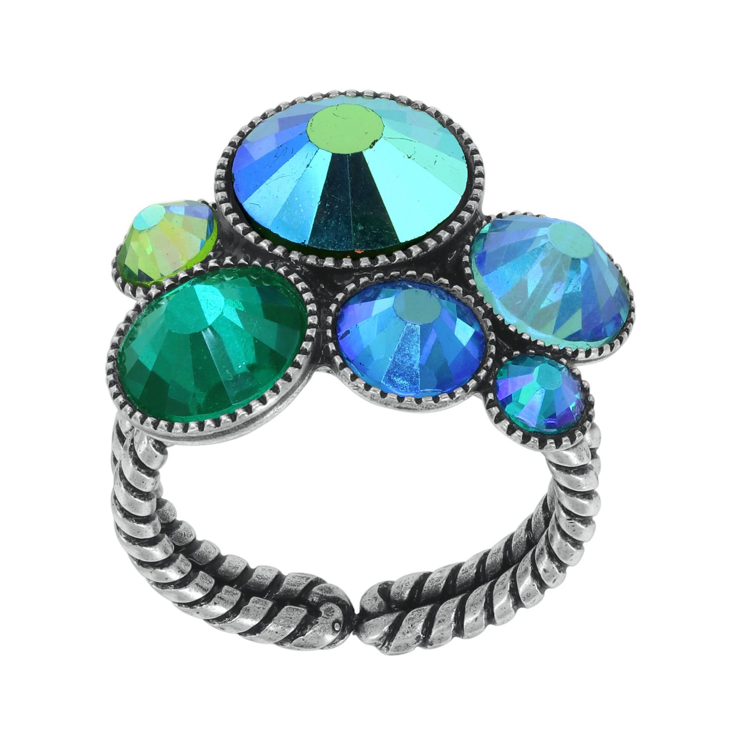 Konplott Ring  "Water Cascade Glam" blue/green