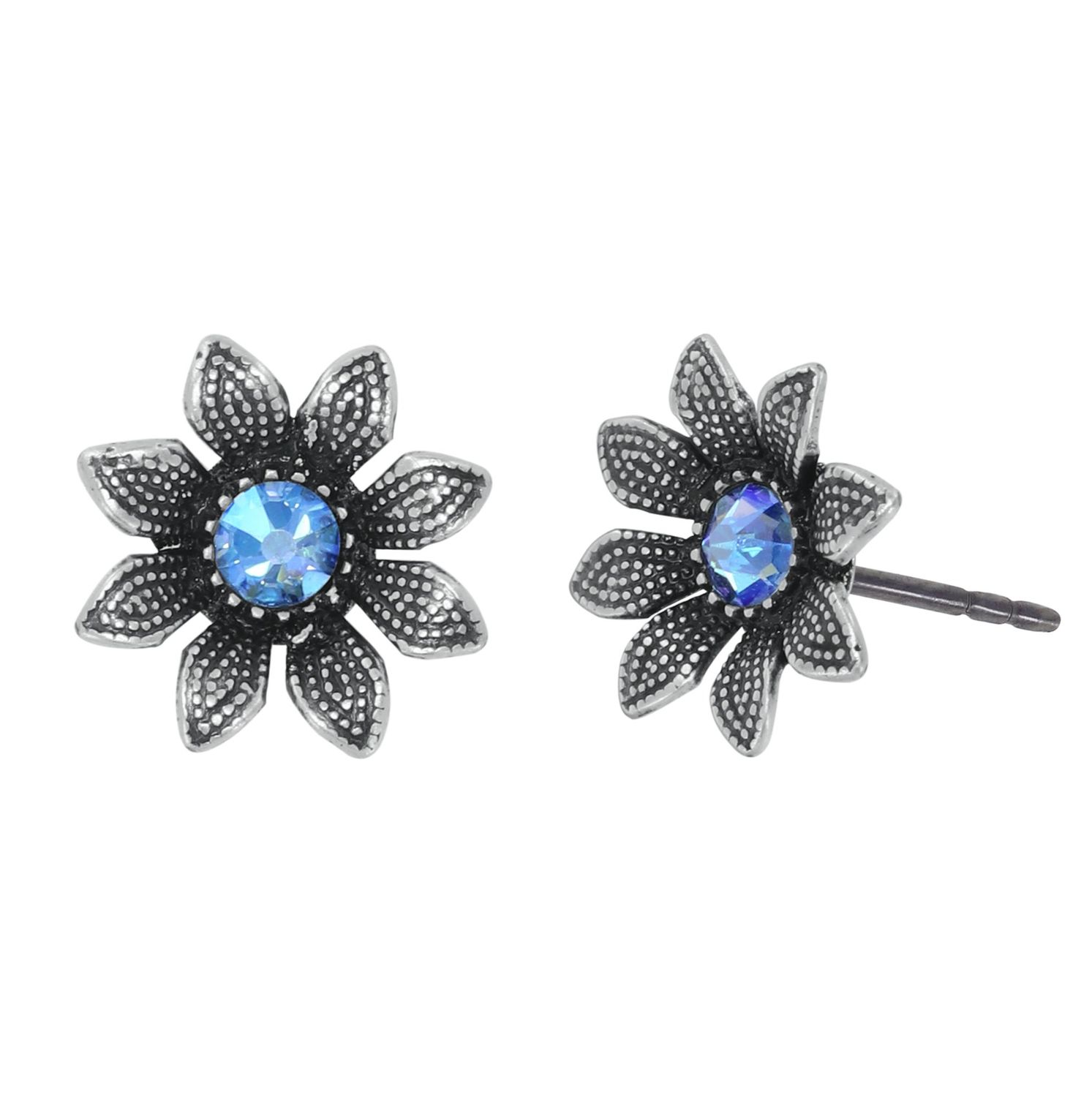 Konplott Ohrstecker "Love, Shine and Flowers" blue