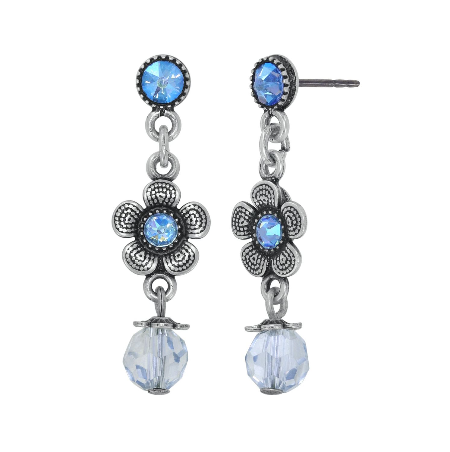 Konplott Ohrstecker baumelnd "Love, Shine and Flowers" blue