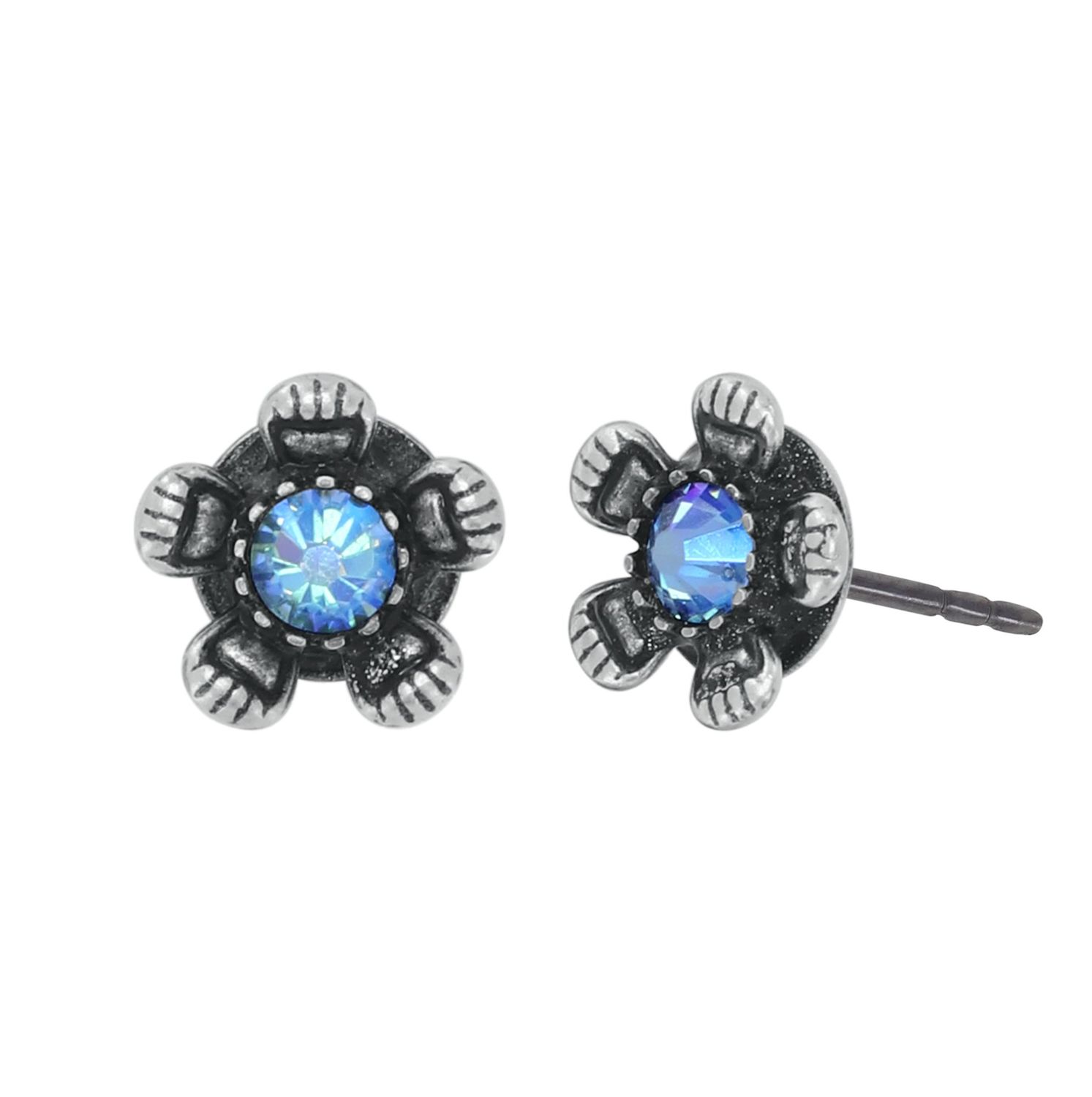 Konplott Ohrstecker "Love, Shine and Flowers" blue