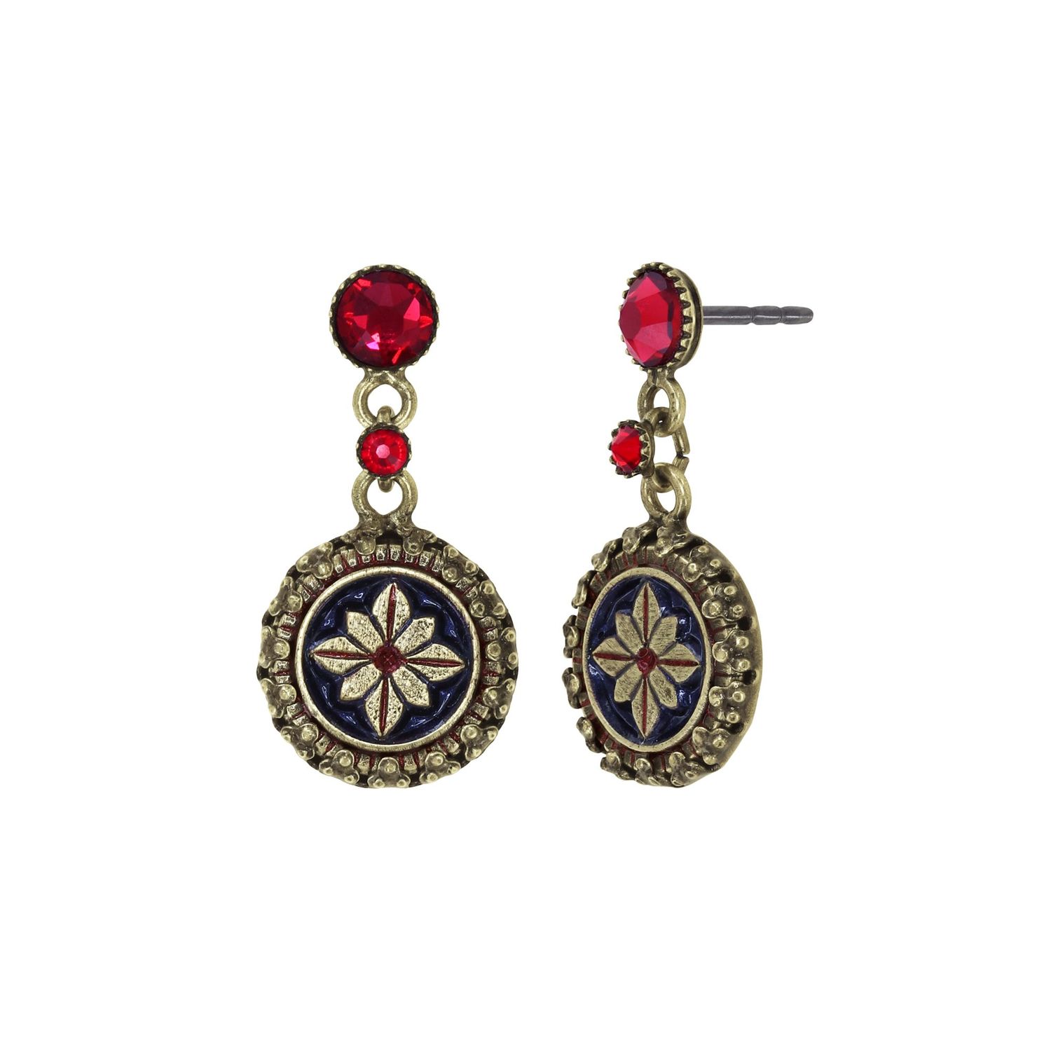 Konplott Ohrstecker baumelnd "Medallion Glam" red