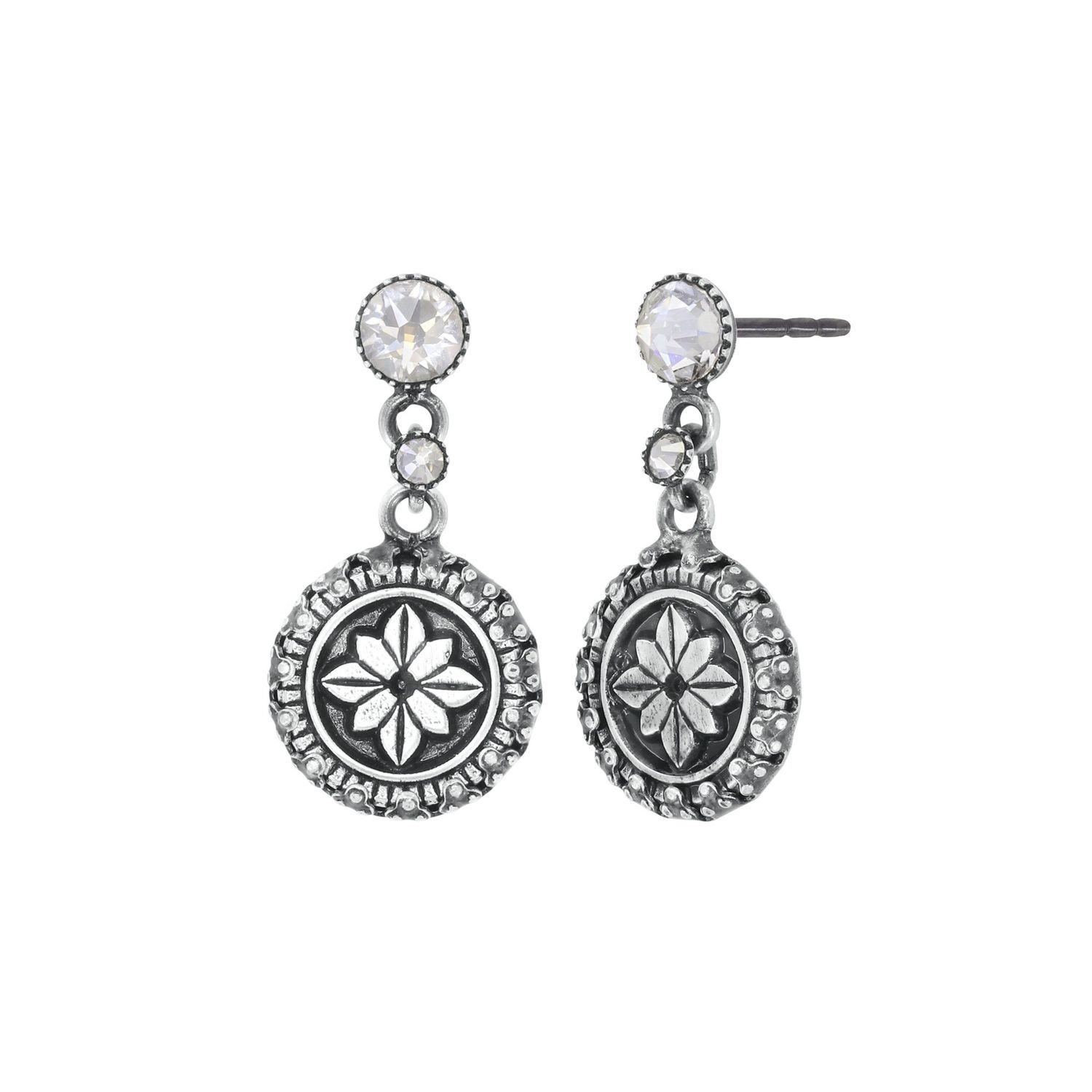 Konplott Ohrstecker baumelnd "Medallion Glam" white