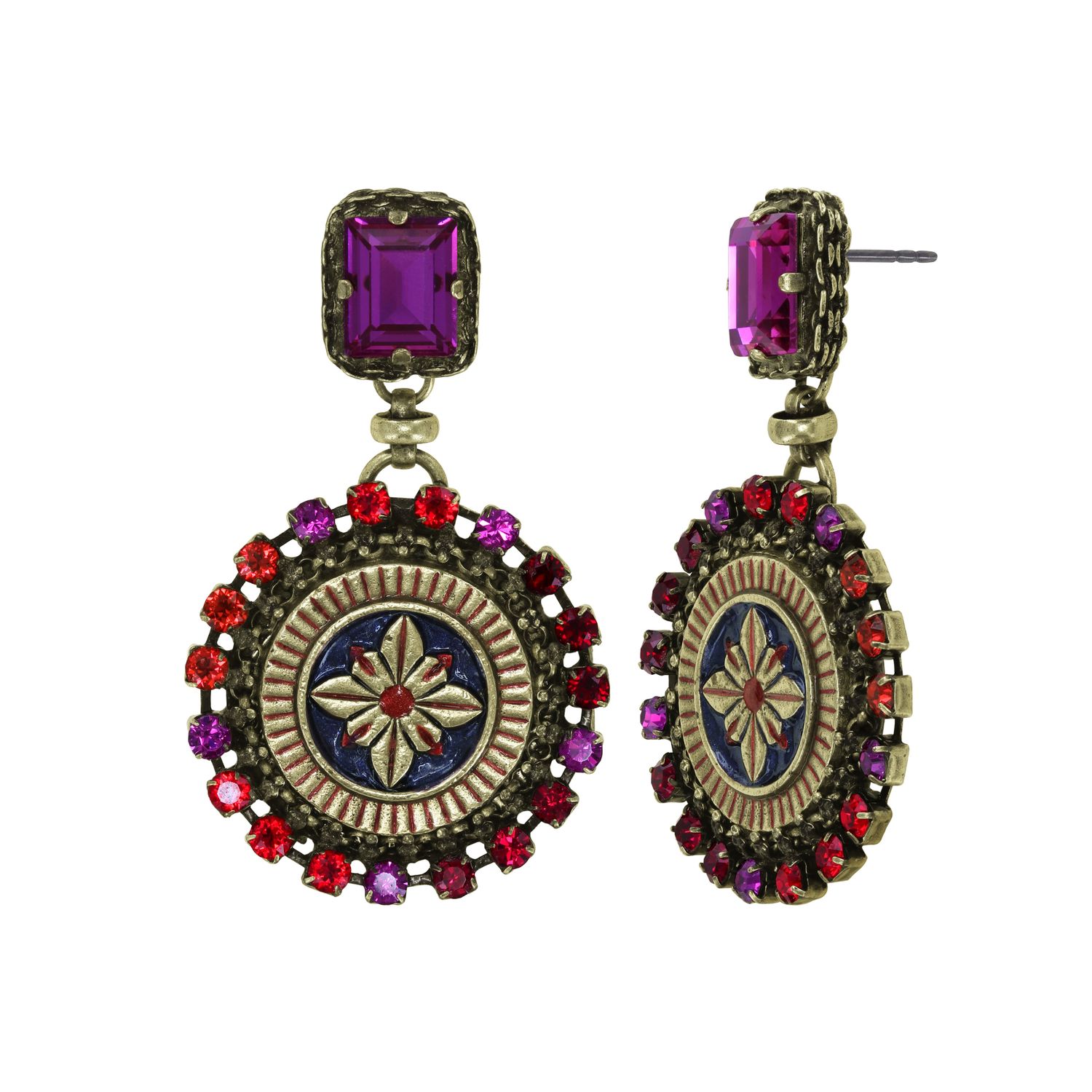 Konplott Ohrstecker baumelnd "Medallion Glam" red