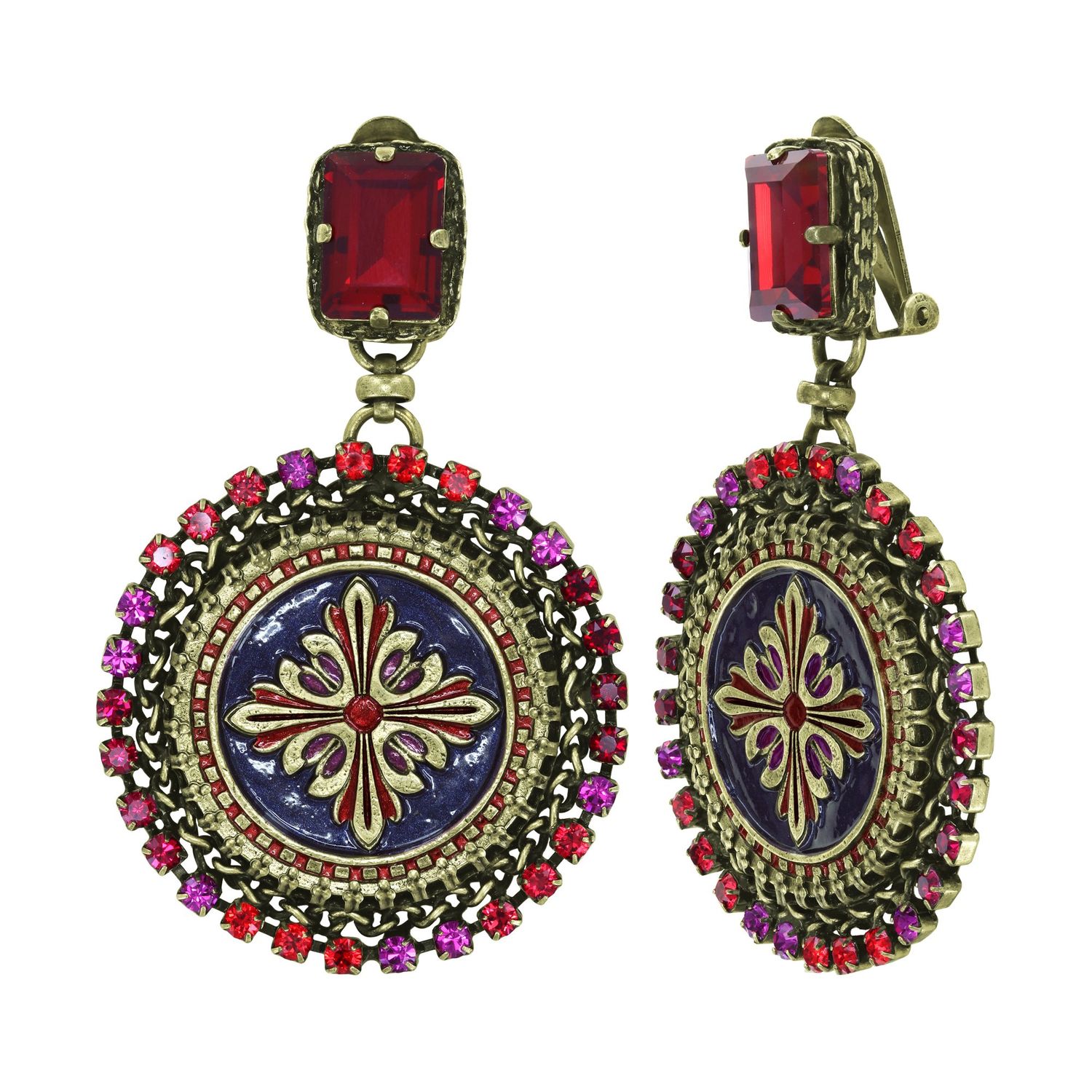 Konplott Ohrring Clip "Medallion Glam" red