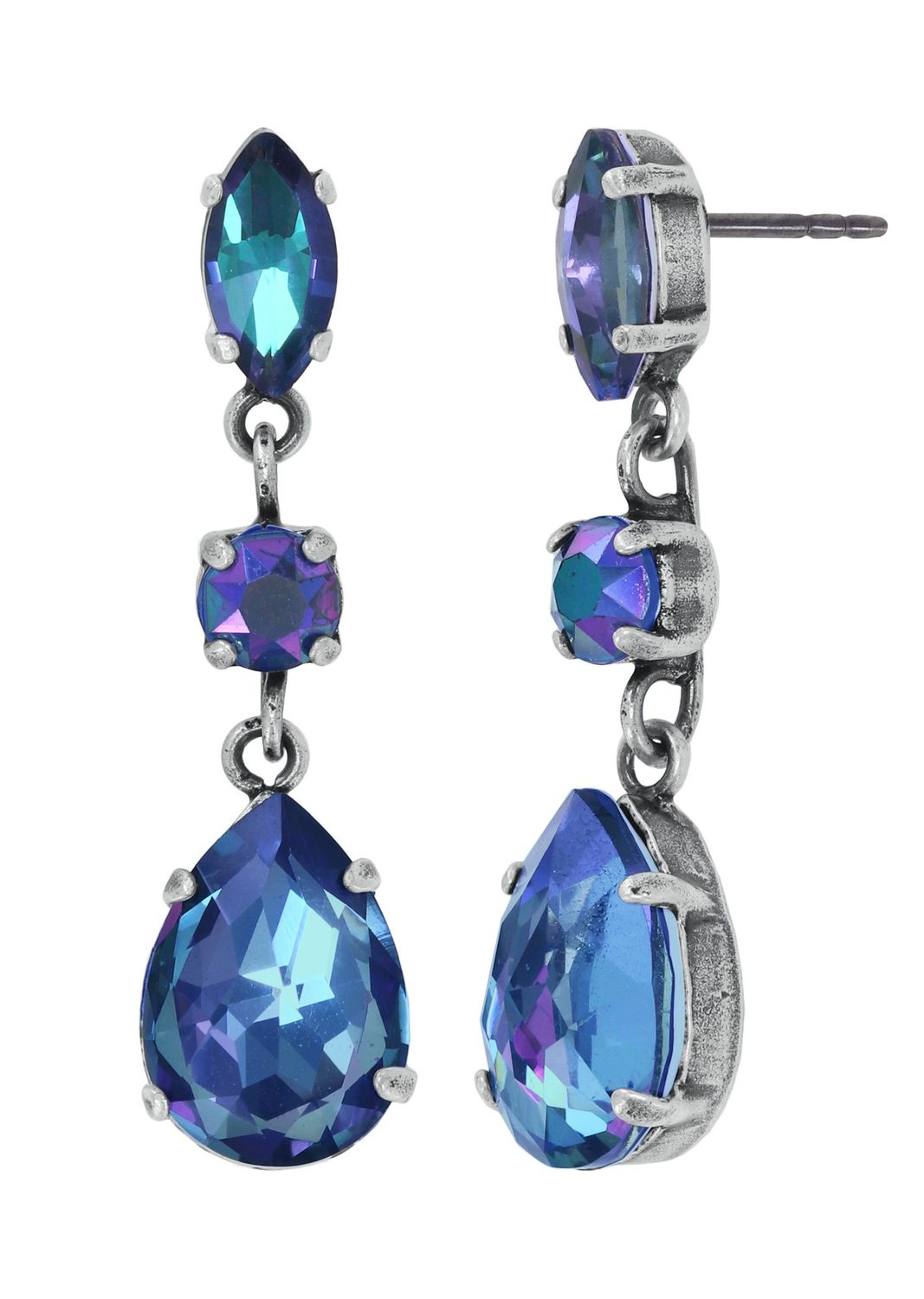 Konplott Ohrstecker baumelnd "Afternoon Tea de Luxe" blue