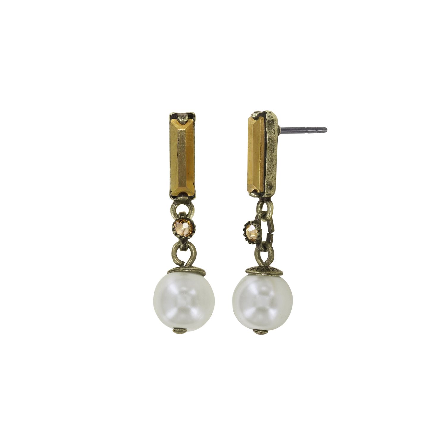 Konplott Ohrstecker baumelnd "Spikes and Pearls" beige/ white