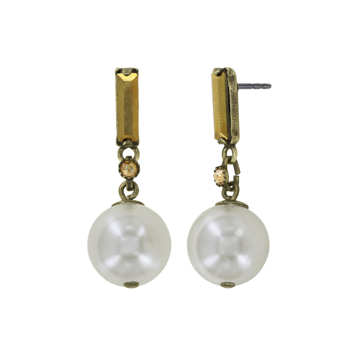 Konplott Ohrstecker baumelnd "Spikes and Pearls" beige/ white