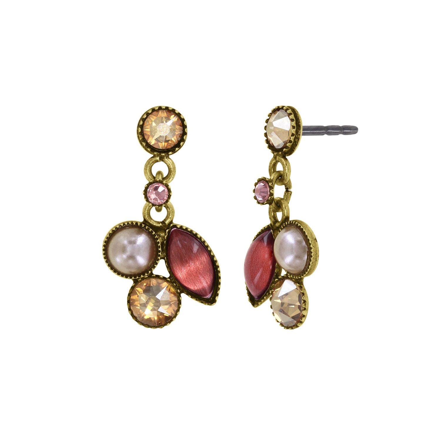 Konplott Ohrstecker baumelnd "Margarita" beige/ pink