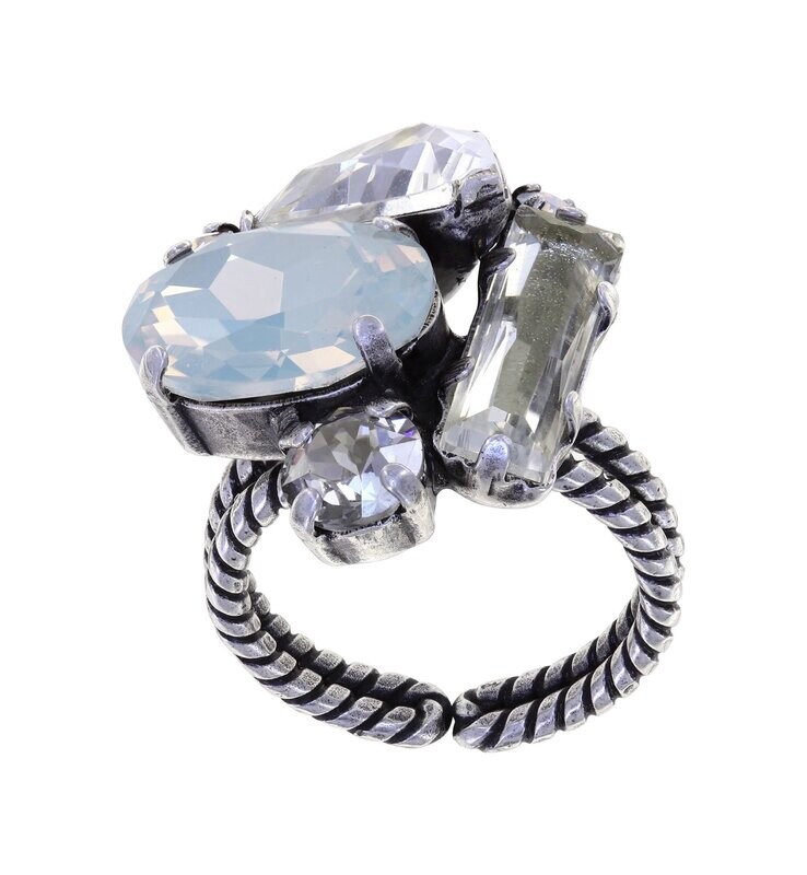 Konplott Ring Konplott Ring "Gems Riot" Weiß, Beige / Moon Crystal