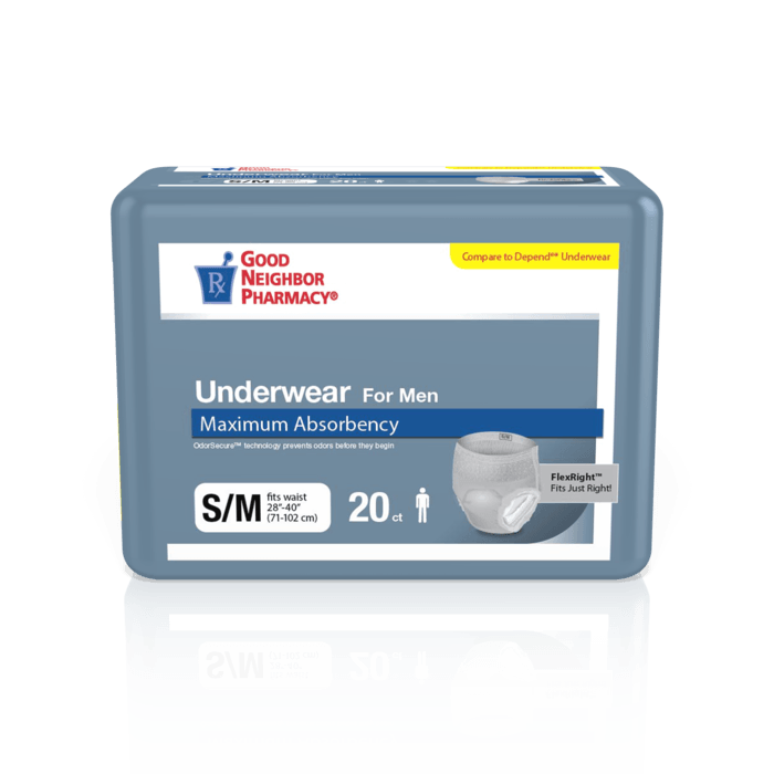 Good Neighbor Pharmacy Underwear for Men Small/Medium 20ct