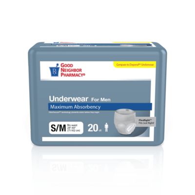 Good Neighbor Pharmacy Underwear for Men Small/Medium 20ct