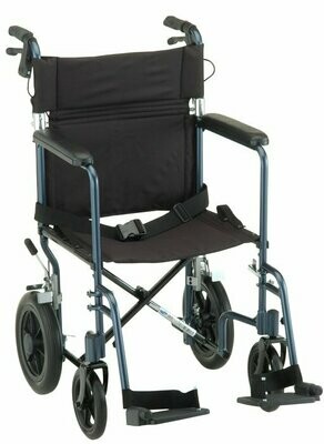 Nova LW Transport Chair with Hand Breaks 19in Blue