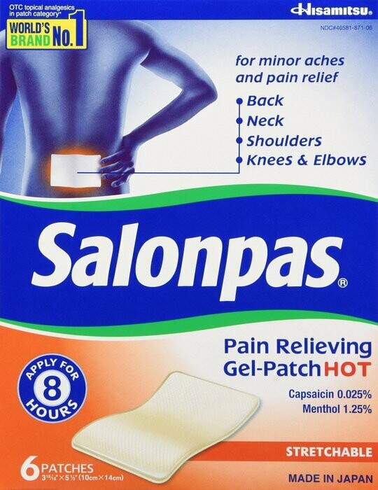Miếng dán giảm đau, Salonpas Gel Patch Hot 6ct