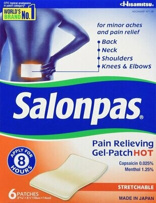 Miếng dán giảm đau, Salonpas Gel Patch Hot 6ct