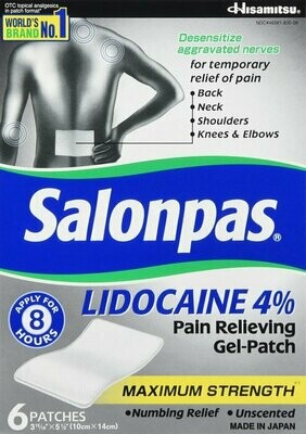 Miếng dán giảm đau, Salonpas Lidocain 4% Patches 6ct