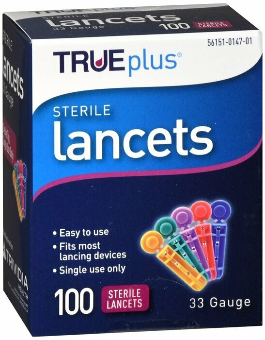Kim cho máy thử tiểu đường True Metrix Lancets 33 Gauge 100ct