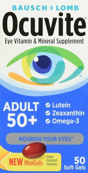 Thuốc bổ mắt cho người trên 50 tuổi, Ocuvite Multi Vitamin Adult 50+ Softgel 50ct