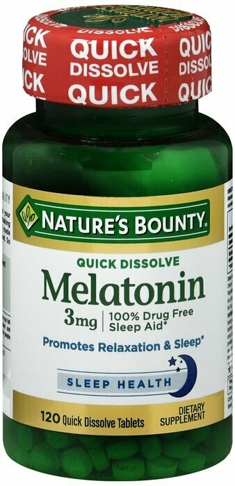 Viên uống giúp ngủ ngon Nature's Bounty Melatonin 3mg tablet 120ct