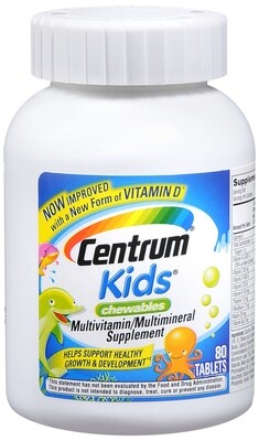 Viên uống bổ sung Vitamin cho trẻ em Centrum Kids Chewable Tablets 80ct