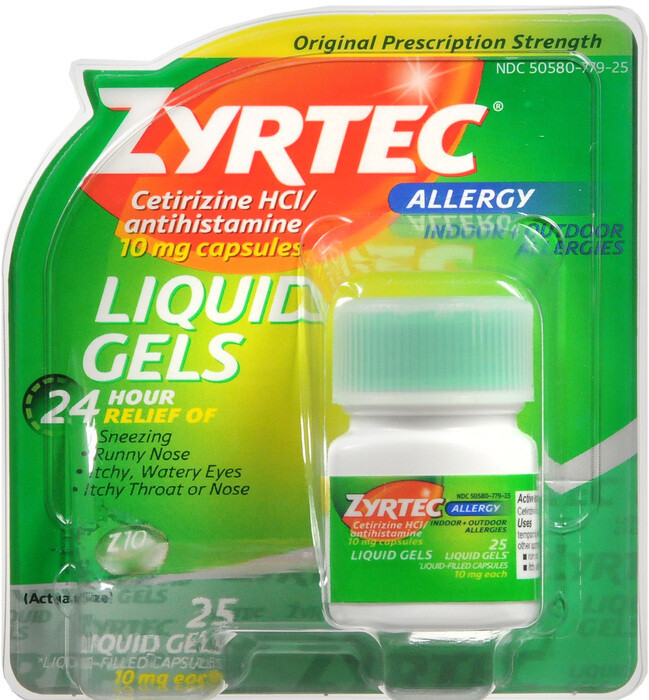 Viên uống dạng gel chống dị ứng Zyrtec 10mg Liquid Gel 25ct