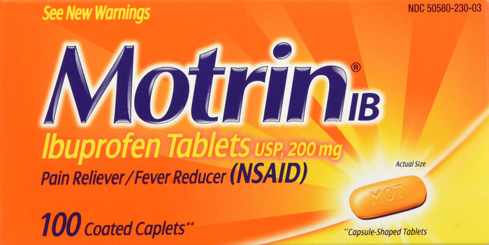 Thuốc giảm đau Motrin Ibuprofen 200mg Caplet 100ct