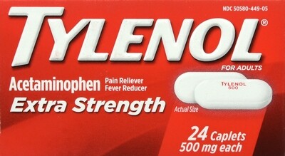 Giảm đau, hạ sốt Tylenol Extra Strength 500mg 24ct