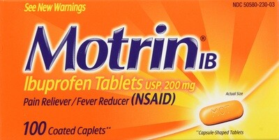 Thuốc giảm đau Motrin Ibuprofen 200mg Caplet 100ct