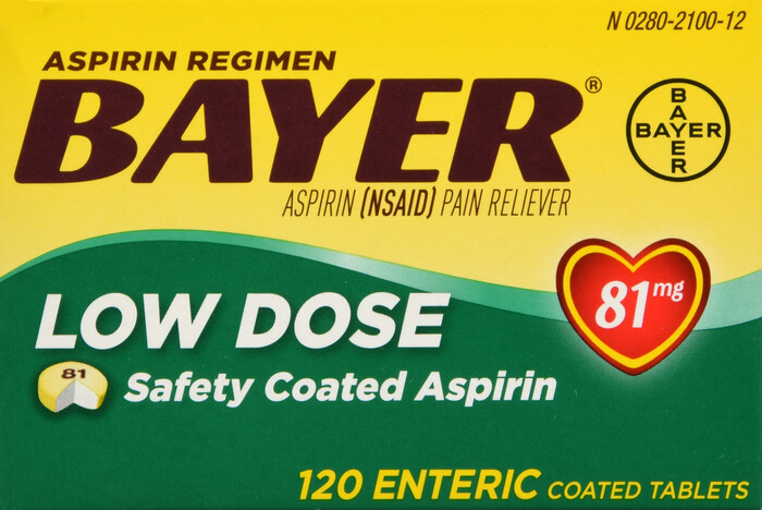 Viên giảm đau và ngăn ngừa nhồi máu cơ tim Bayer Aspirin Low Dose Tablet 81mg 120ct