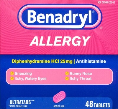 Viên chống dị ứng Benadryl Allergy Tablet 25mg 48ct