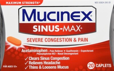 Mucinex Sinus-Max Severe Congestion Tablet 20ct