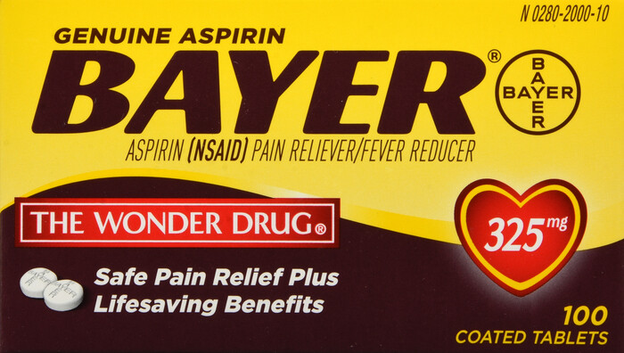 Viên giảm đau và ngăn ngừa nhồi máu cơ tim Bayer Aspirin Tablets 325mg 100ct